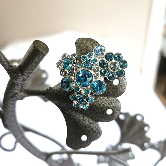 Pilgrim Blue Floral Crystal Brooch - Picture 4 of 6